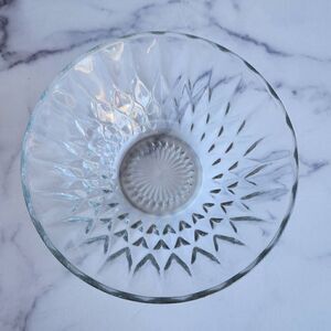 Clear glass etched serving bowl dinnerware servingware dinner party victorian